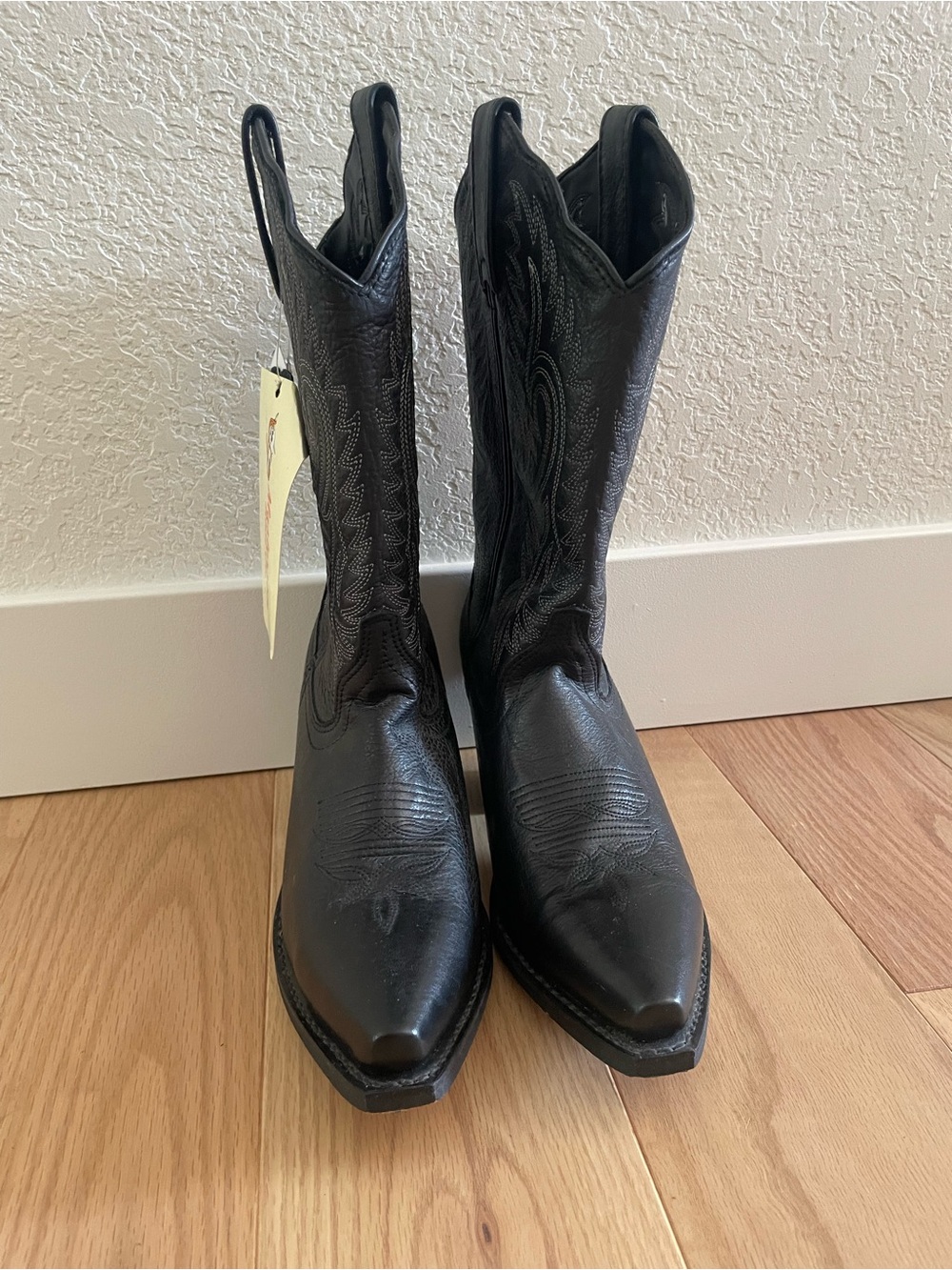 NWT Masterson Boot Co Black Leather Embroidered Western Cowboy Boots 7.5 - Picture 4 of 9